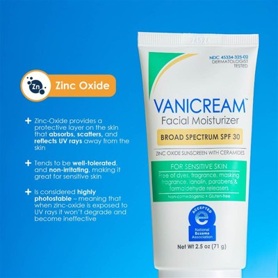 Vanicream Facial Moisturizer SPF 30 Zinc Oxide Mineral Sunscreen for Sensitive Skin 2.5oz - Imperfect Box