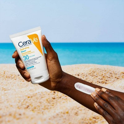 CeraVe Hydrating Sheer Sunscreen Lotion Face and Body SPF30 5oz - Imperfect Container