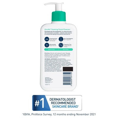 CeraVe Foaming Face Wash with Hyaluronic Acid and Niacinamide for Oily Skin 16 fl oz - Imperfect Container