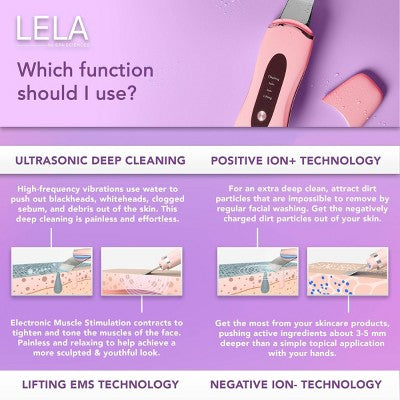 Spa Sciences LELA Ultrasonic Skin Scrubber Spatula Pink - New