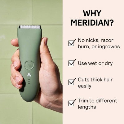 Meridian Trimmer Original Pubic & Body Hair Trimmer for Men & Women, Below-the-Belt Groomer, Ball Trimmer, Bikini Trimmer Sage - Imperfect Box