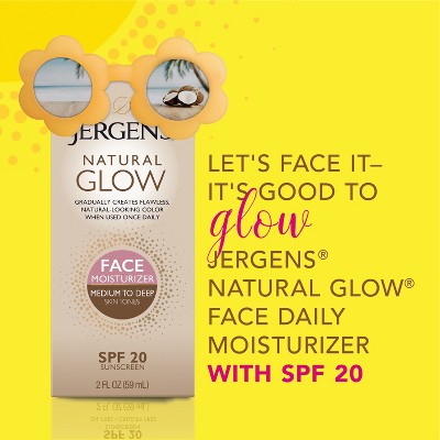 Jergens Glow Face Moisturizer Self Tanner Daily Sunscreen SPF 20 2 fl oz - Imperfect Box