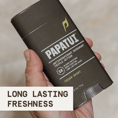 Papatui Triple Action Complex Men's Solid Antiperspirant Cedar Sport 48-Hour Sweat and Odor Protection 2.6oz - Imperfect Container