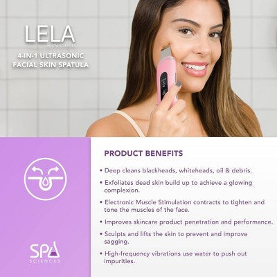 Spa Sciences LELA Ultrasonic Skin Scrubber Spatula Pink - New