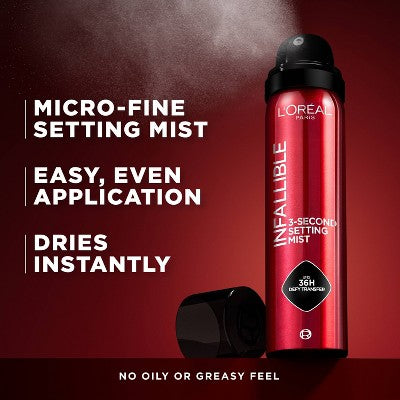L'Oreal Paris Infallible 3-Second Up to 36HR Wear Setting Spray 1.76oz - Imperfect Container