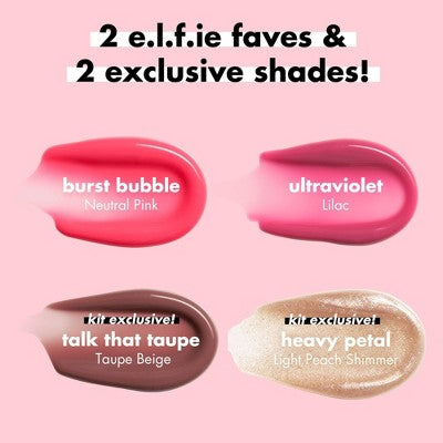 e.l.f. Glow Reviver Plumping Lip Oil Gift Set 4pc - Imperfect Box
