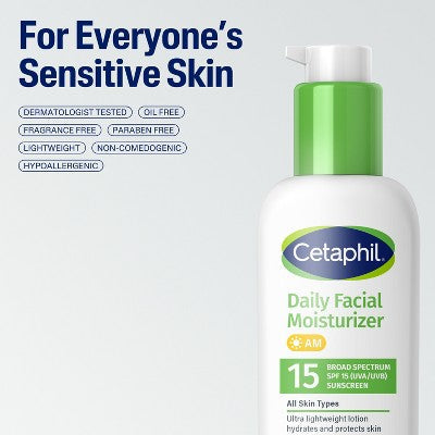 Cetaphil Daily Face Moisturizer Sunscreen Lotion SPF 15 Fragrance Free 4 fl oz -Imperfect Box