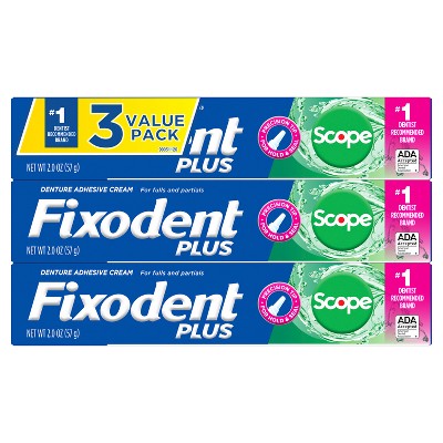 Fixodent Plus Scope Secure Denture Adhesive 2oz/3pk - Imperfect Box
