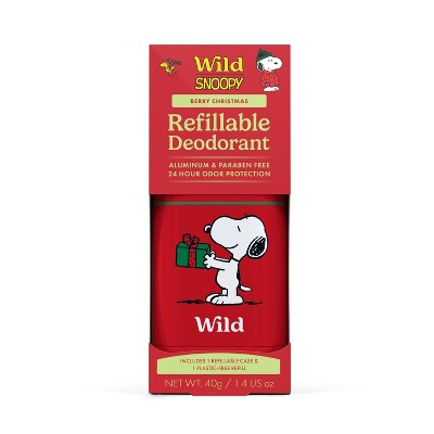 Wild Cosmetics Red Snoopy Christmas Case & Berry Christmas Deodorant Refills 1.4oz/2ct - Imperfect Box