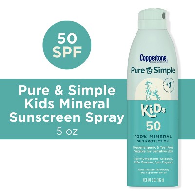 Coppertone Pure & Simple Kid's Spray SPF 50 5oz - Imperfect Container