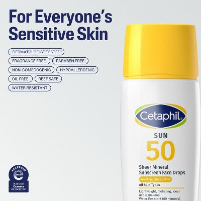 Cetaphil Sheer Mineral Liquid Face SPF 50 1.7 fl oz - Imperfect Box