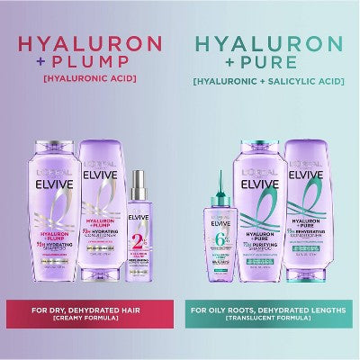 L'Oreal Paris Elvive Hyaluron Pure Purifying Shampoo for Oily Hair 28 fl oz - New