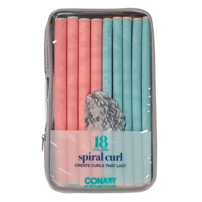 Conair Heatless Spiral Curl Rollers Coral & Teal 18pcs - New
