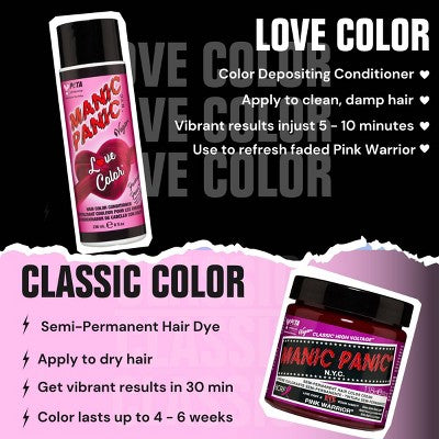 Manic Panic Love Colors Fuchsia Fever Temporary Hair Color Pink 8 fl oz - New
