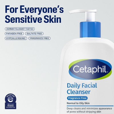 Cetaphil Daily Face Cleanser Fragrance Free Unscented 16 fl oz - Imperfect Container