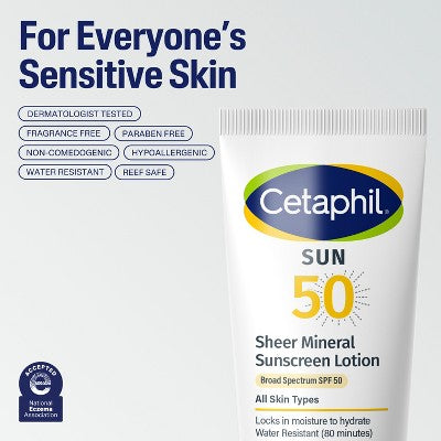 Cetaphil Sheer Mineral Face; Body SPF 50 3 fl oz - Imperfect Container