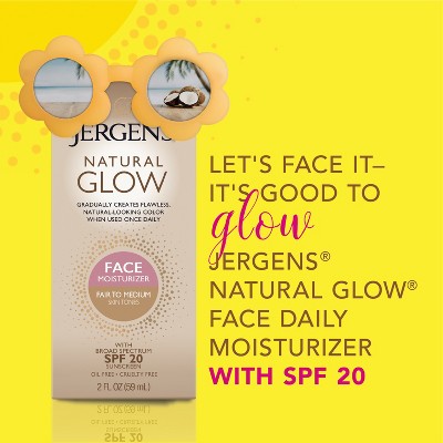 Jergens Glow Moisturizer & Self Tanner SPF 20 2 fl oz Fair to Medium - Imperfect Box