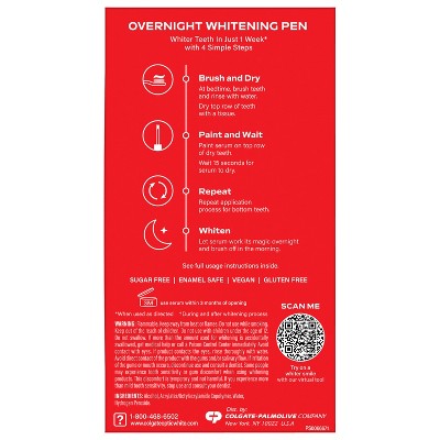 Colgate Optic White Overnight Teeth Whitening Pen Gel 0.08 fl oz/21 Treatments - New