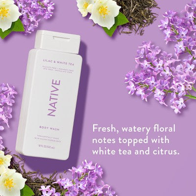 Native Body Wash for Women &  Men Lilac & White Tea Sulfate Free 18 fl oz - New