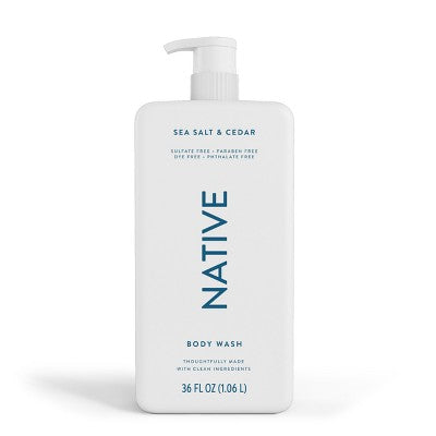 Native Body Wash Sea Salt & Cedar with Pump 36 fl oz - New