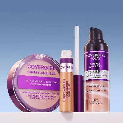 COVERGIRL + Olay Simply Ageless 3-in-1 Liquid Foundation Hyaluronic Complex + Vitamin C 210 Classic Ivory 1 fl oz - Imperfect Container