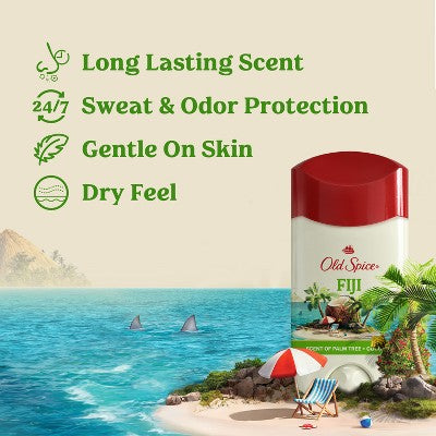 Old Spice Men's Fiji with Palm Tree Antiperspirant Deodorant 2.6oz - Imperfect Container