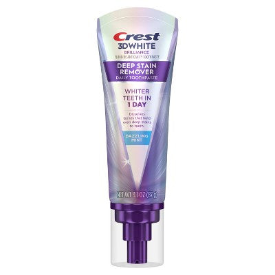 Crest 3D White Deep Stain Remover Daily Toothpaste Dazzling Mint 3.1oz - New
