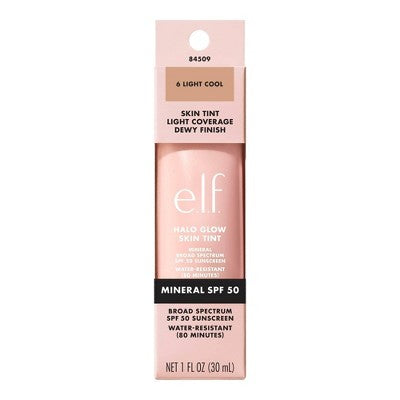 e.l.f. Halo Glow Skin Tint Light Coverage Foundation - Mineral SPF 50 - 6 Light Cool - 1 fl oz