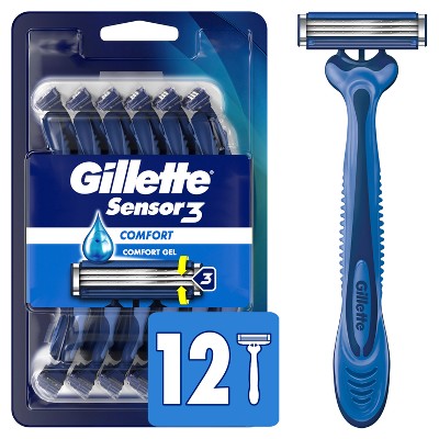 Gillette Sensor3 Comfort Men's Disposable Razors 12ct - New