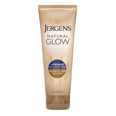 Jergens Glow Skin Firming Daily Moisturizer + Sunless Self Tanning Medium To Tan 7.5 fl oz - Imperfect ontainer