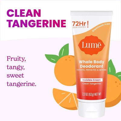Lume Whole Body Women's Invisible Cream Tube Deodorant Clean Tangerine Scent 2.2oz - New