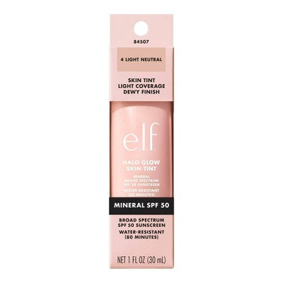 e.l.f. Halo Glow Skin Tint Light Coverage Foundation Mineral SPF 50 4 Light Neutral 1 fl oz - Imperfect Box