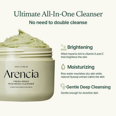 Arencia Fresh Green Rice Mochi Facial Cleanser 3.52oz - Imperfect Box