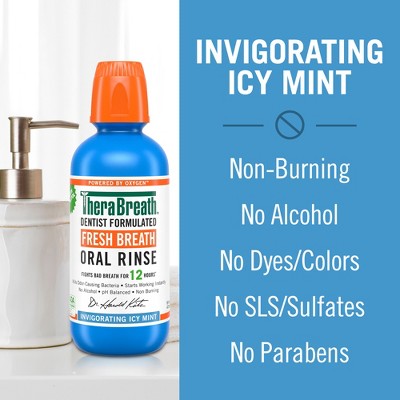 TheraBreath Fresh Breath Mouthwash Alcohol Free Icy Mint 16 fl oz - New
