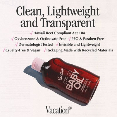 Vacation Baby Oil SPF 30 3.4 fl oz - Imperfect Container