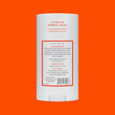 Native Solid Deodorant for Men & Women Citrus & Herbal Musk 2.65oz - Imperfect Container