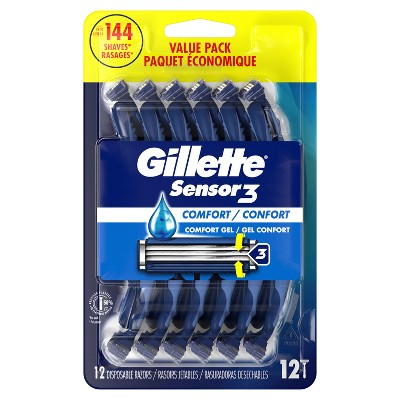 Gillette Sensor3 Comfort Men's Disposable Razors 12ct - New