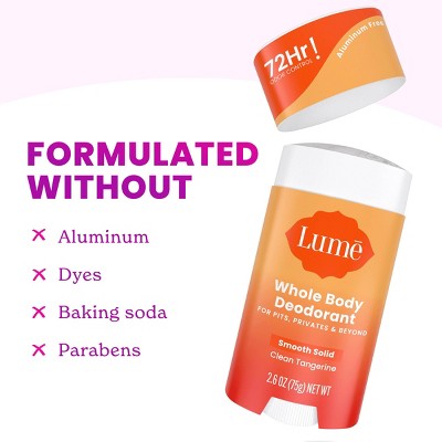 Lume Whole Body Women's Smooth Solid Deodorant Clean Tangerine Scent 2.6oz - Imperfect Container
