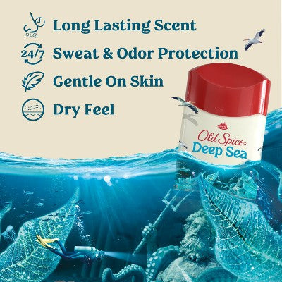 Old Spice Deep Sea Solid Antiperspirant & Deodorant for Men Sea Mineral Scent 2.6oz/2pk - New