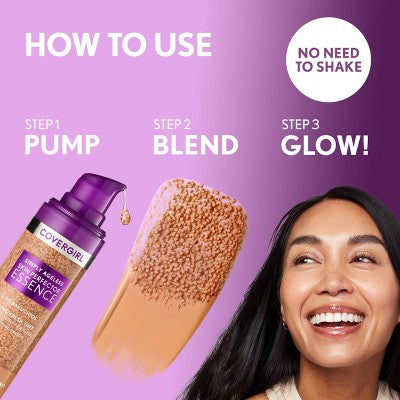 COVERGIRL Simply Ageless Skin Perfector Essence Vegan Foundation 20 Light 1 fl oz - Imperfect Container