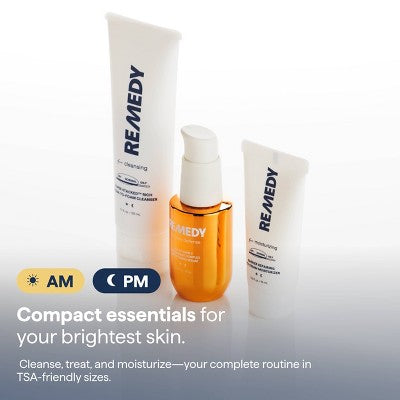 Remedy Skin Brightening 3-Piece Skincare Kit Gentle Cleanser Vitamin C Serum 2.7oz - Imperfect Box