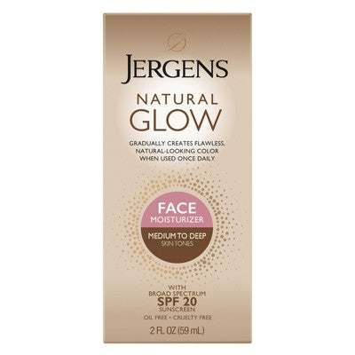 Jergens Glow Face Moisturizer Self Tanner Daily Sunscreen SPF 20 2 fl oz - Imperfect Box