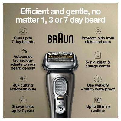 Braun Series 9-9465cc Pro Electric Foil Shaver with ProLift Beard Trimmer; Clean; Charge SmartCare Center - Imperfect Box