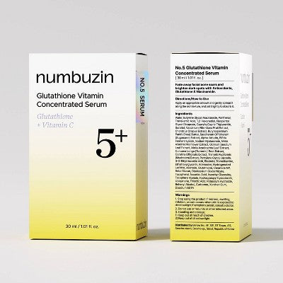 numbuzin No.5+ Glutathione Vitamin Concentrated Face Serum Travel Size 1.01 fl oz - Imperfect Box