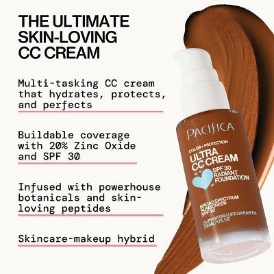Pacifica Ultra CC Cream Radiant Foundation with SPF 17 Cool/Deep 1 fl oz - Imperfect Box
