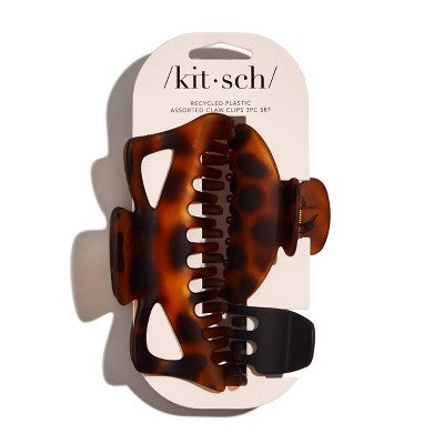 Kitsch Recycled Plastic Assorted Claw Jumbo Hair Clips 3ct - New