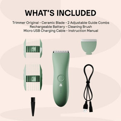 Meridian Trimmer Original Pubic & Body Hair Trimmer for Men & Women, Below-the-Belt Groomer, Ball Trimmer, Bikini Trimmer Sage - Imperfect Box