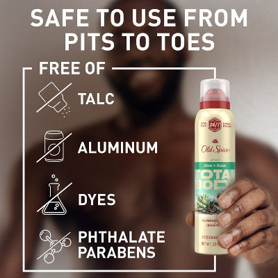 Old Spice Whole Body Deodorant Spray Aloe and Rain 3.5oz - Imperfect Container