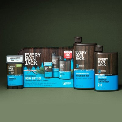 Every Man Jack Mountain Air Holiday Body Dopp Bag Gift Set 3ct - New
