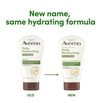 Aveeno Daily Moisturizing Prebiotic Oat Face Cream for Dry Skin 5fl oz - Imperfect Container